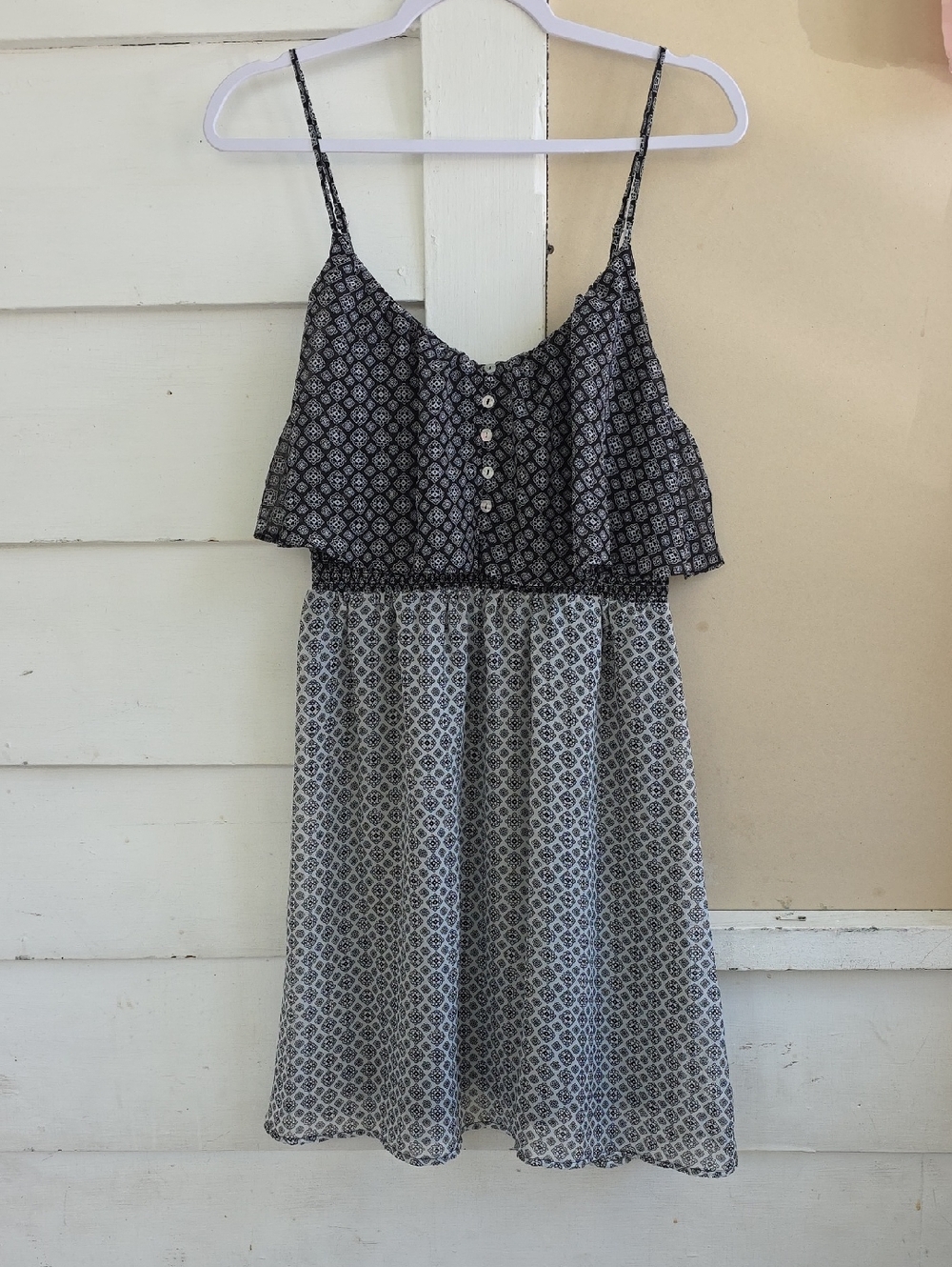 Xhilaration Black and White Printed Spaghetti Strap Dress